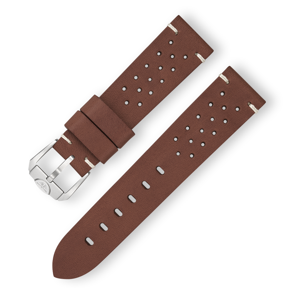 Squale Perforated Dark Brown Leather Strap 22, Squale ref CINU1565GD, product image 1