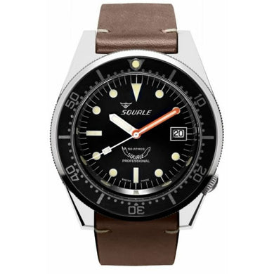 Squale 1521 Classic Black Leather Strap, Squale ref 1521CL.PS, product image 1
