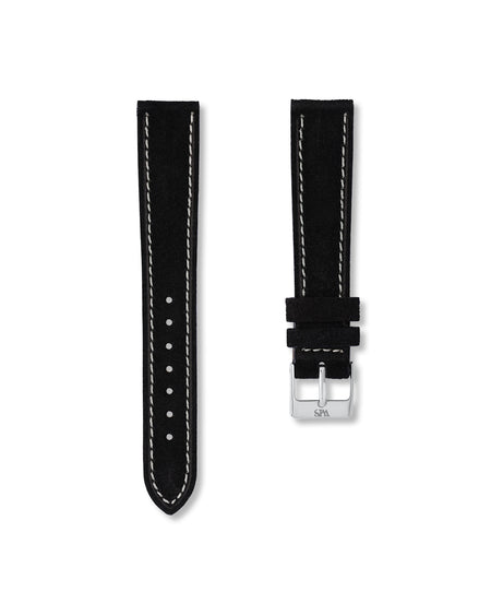 Tuxedo Black Suede Leather Watch Strap 18mm