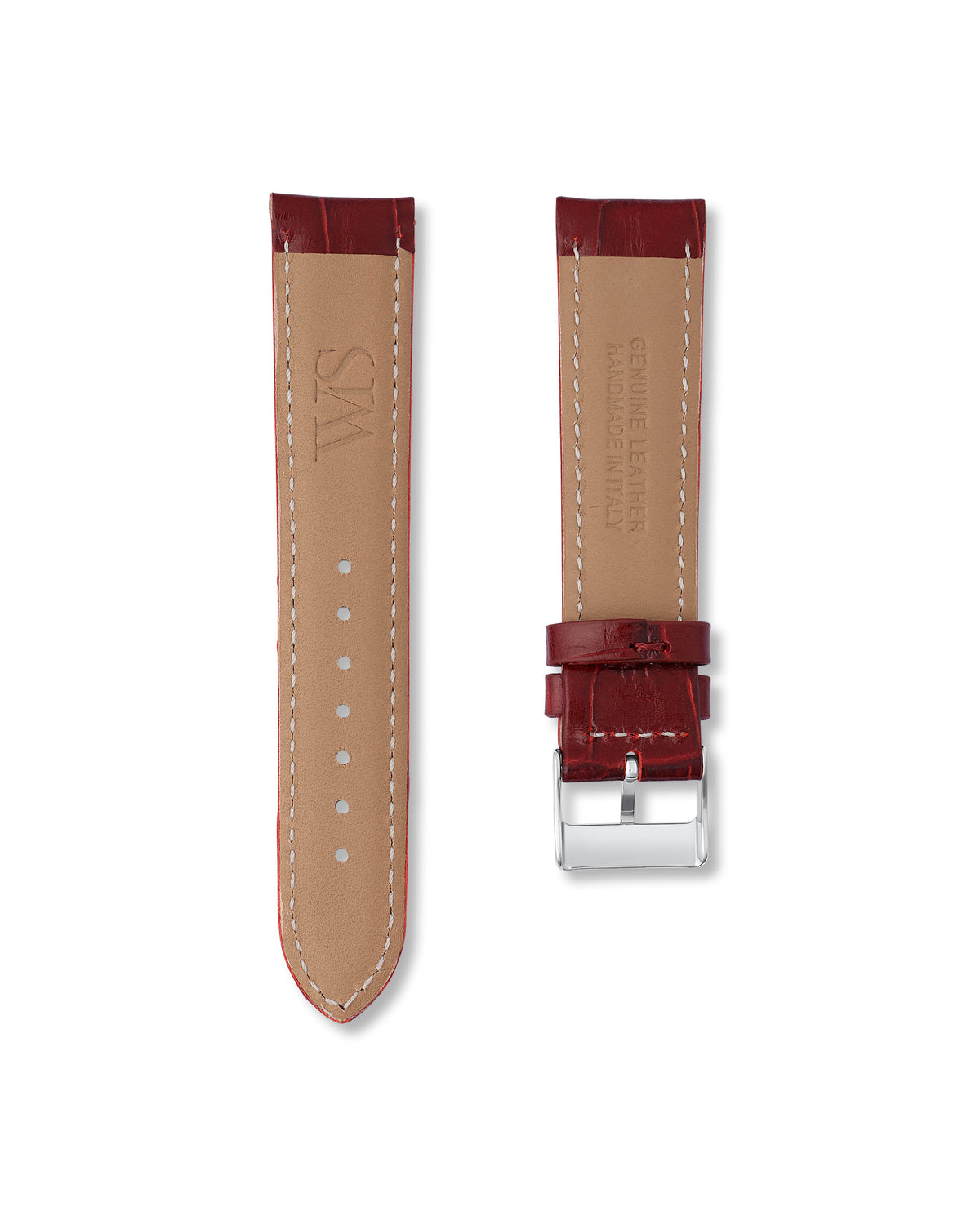 Cherry Red Alligator Leather Watch Strap 20mm