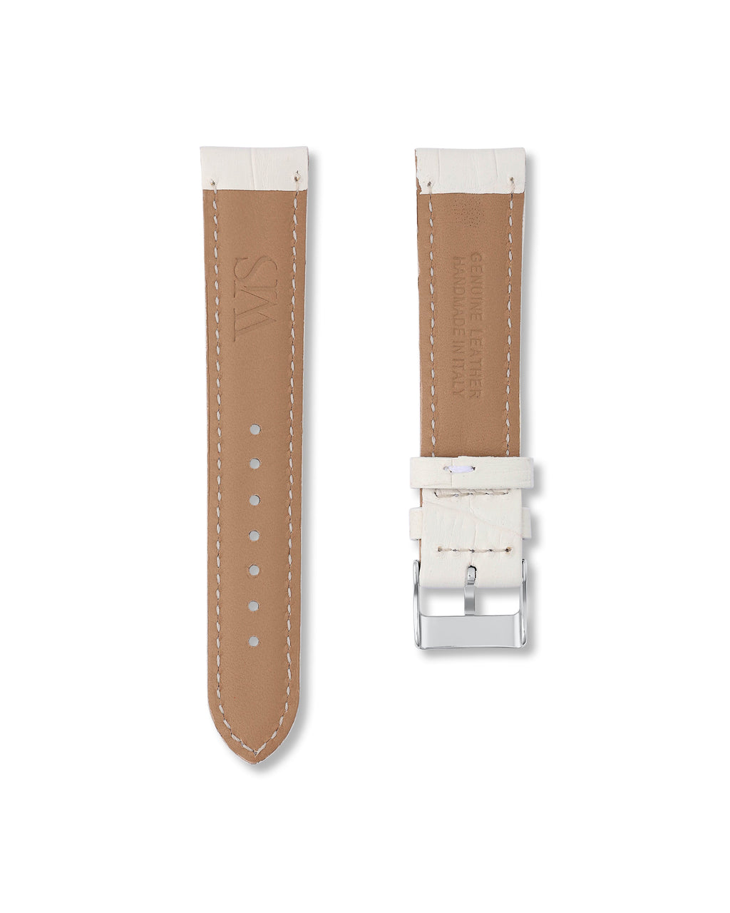 Ivory White Alligator Leather Watch Strap 20mm