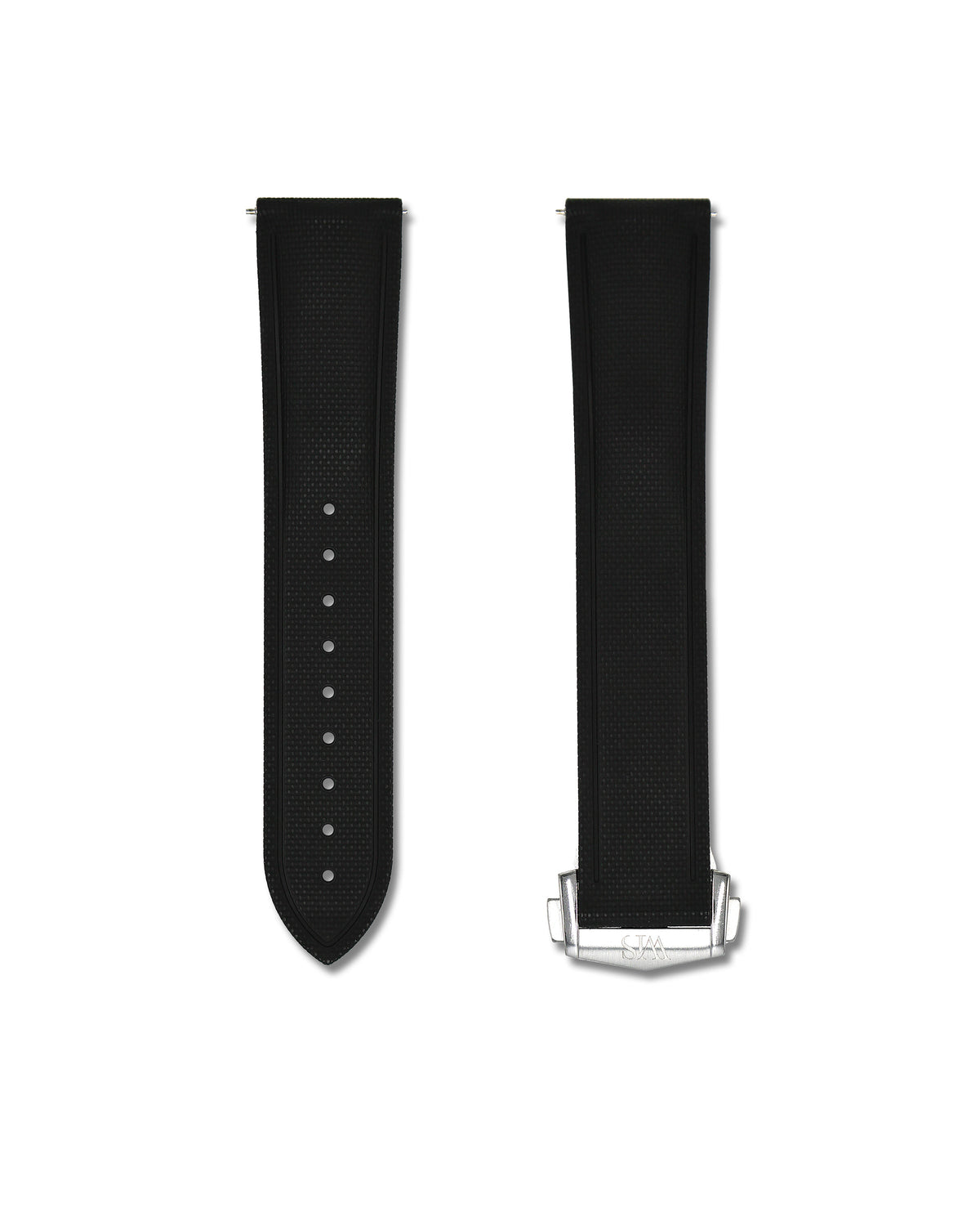 Tuxedo Black Deployant Clasp Quick Release Rubber Sailcloth Strap 22mm