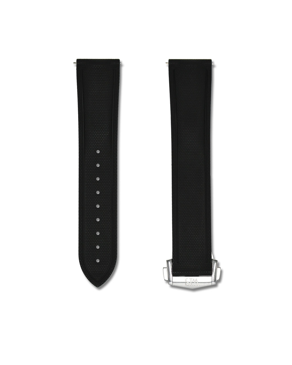 Tuxedo Black Deployant Clasp Quick Release Rubber Sailcloth Strap 21mm