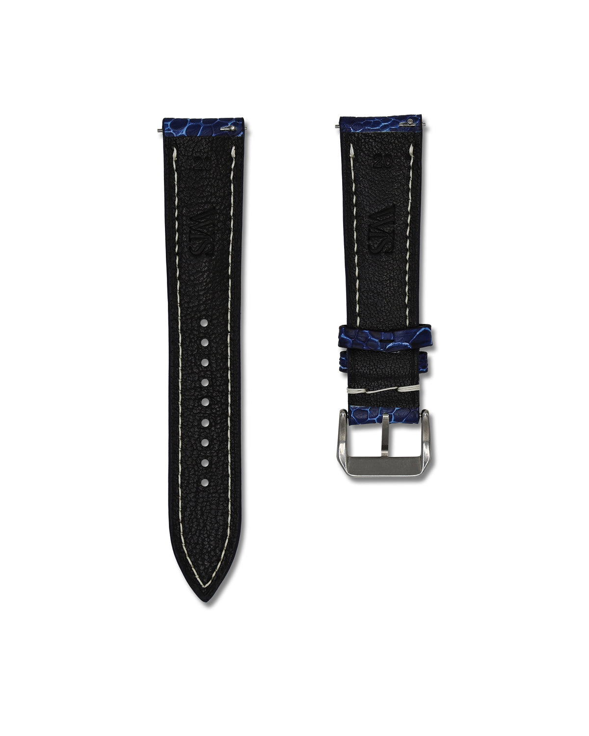Breakers Blue Bespoke Ostrich Shin Leather Watch Strap 19mm
