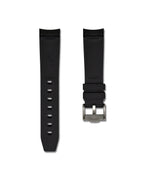 Tuxedo Black with Blue Stripe Curved Rubber Strap 20mm