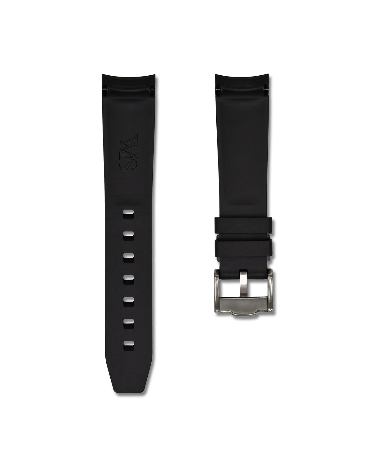 Tuxedo Black with Green Stripe Curved Rubber Strap 20mm