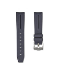 Charcoal Grey with Black Stripe Curved Rubber Strap 20mm