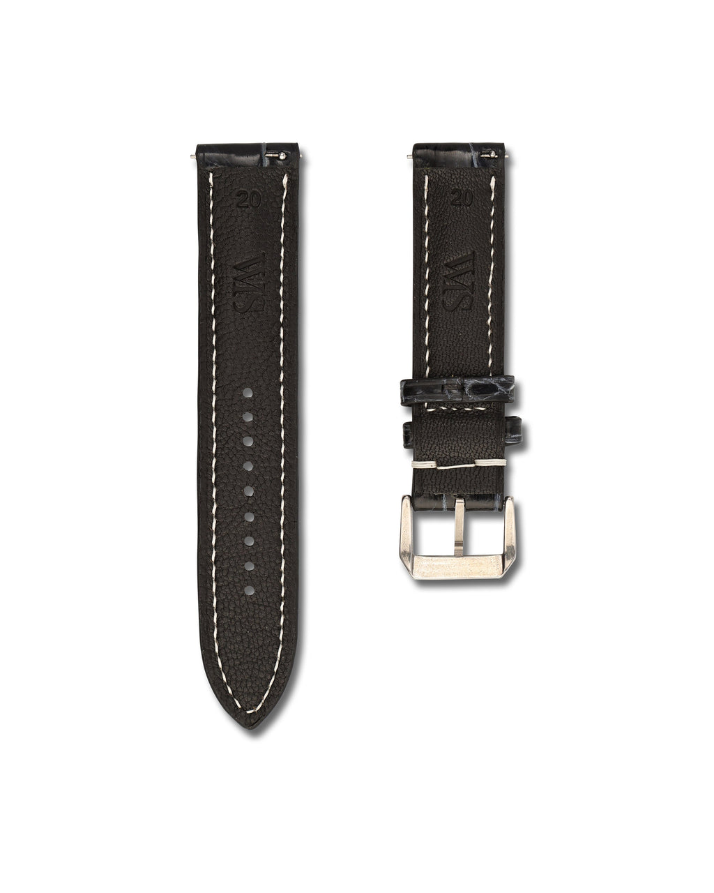 Obsidian Vein Black Alligator Leather Watch Strap 20mm