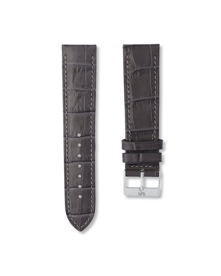 Charcoal Grey Alligator Leather Watch Strap 22mm