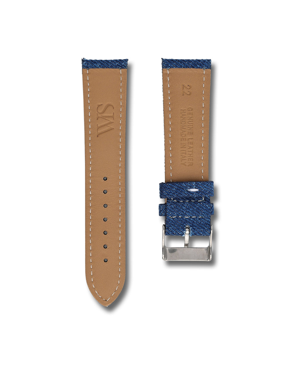 Denim Blue Jean Leather Watch Strap 22mm