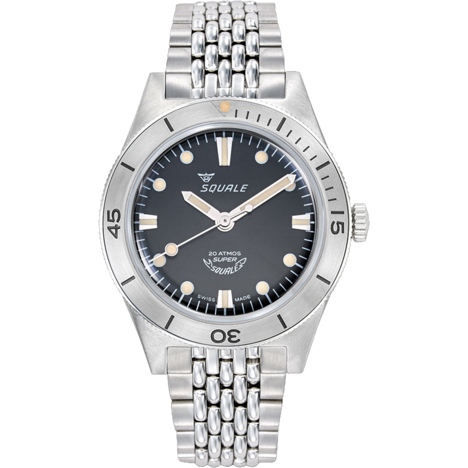 Squale Super-Squale Sunray Black Bracelet, Squale ref SUPERSSBK.AC, product image 1