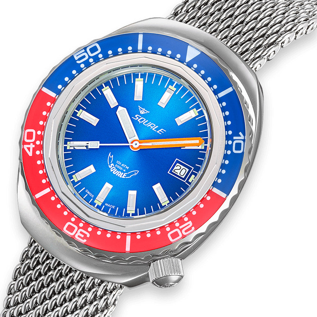 Squale 2002 Blue Red Sapphire Bezel, Squale ref 2002.SS.BLR.BL.ME22, product image 5