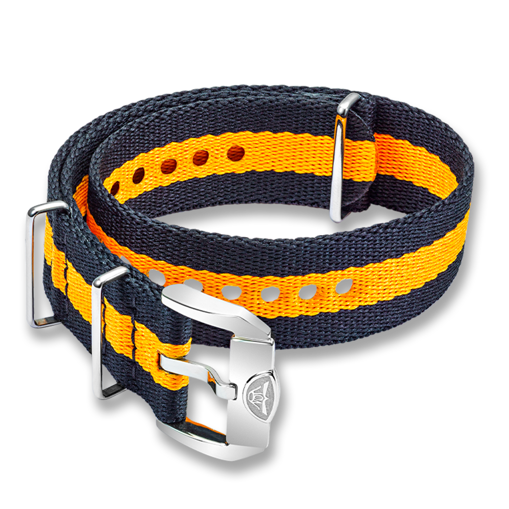 Squale Black And Orange Fabric Strap 20, Squale ref CNABOACC20, product image 1