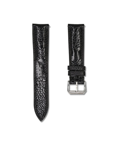 Black Bespoke Ostrich Shin Leather Watch Strap 22mm