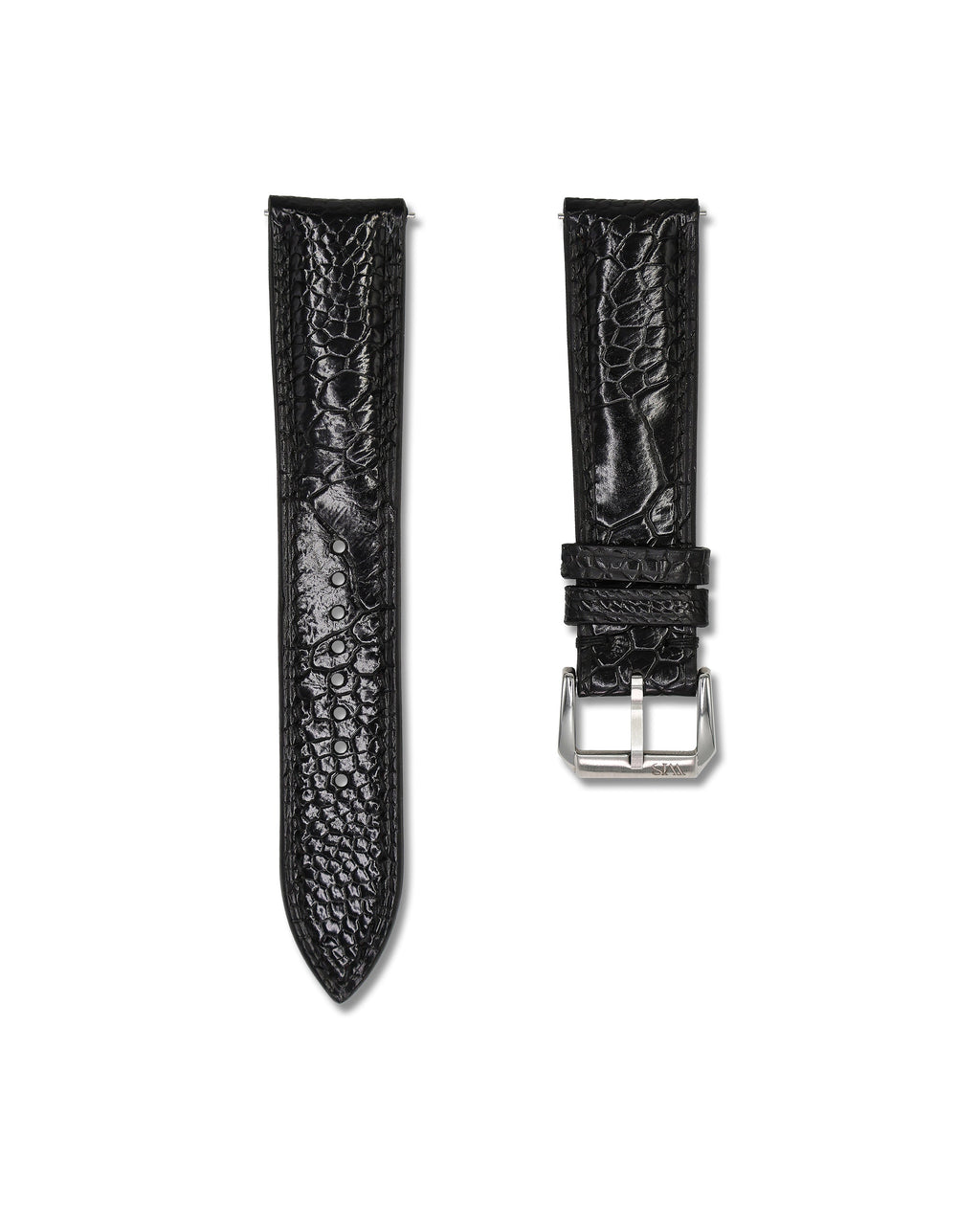 Black Bespoke Ostrich Shin Leather Watch Strap 24mm