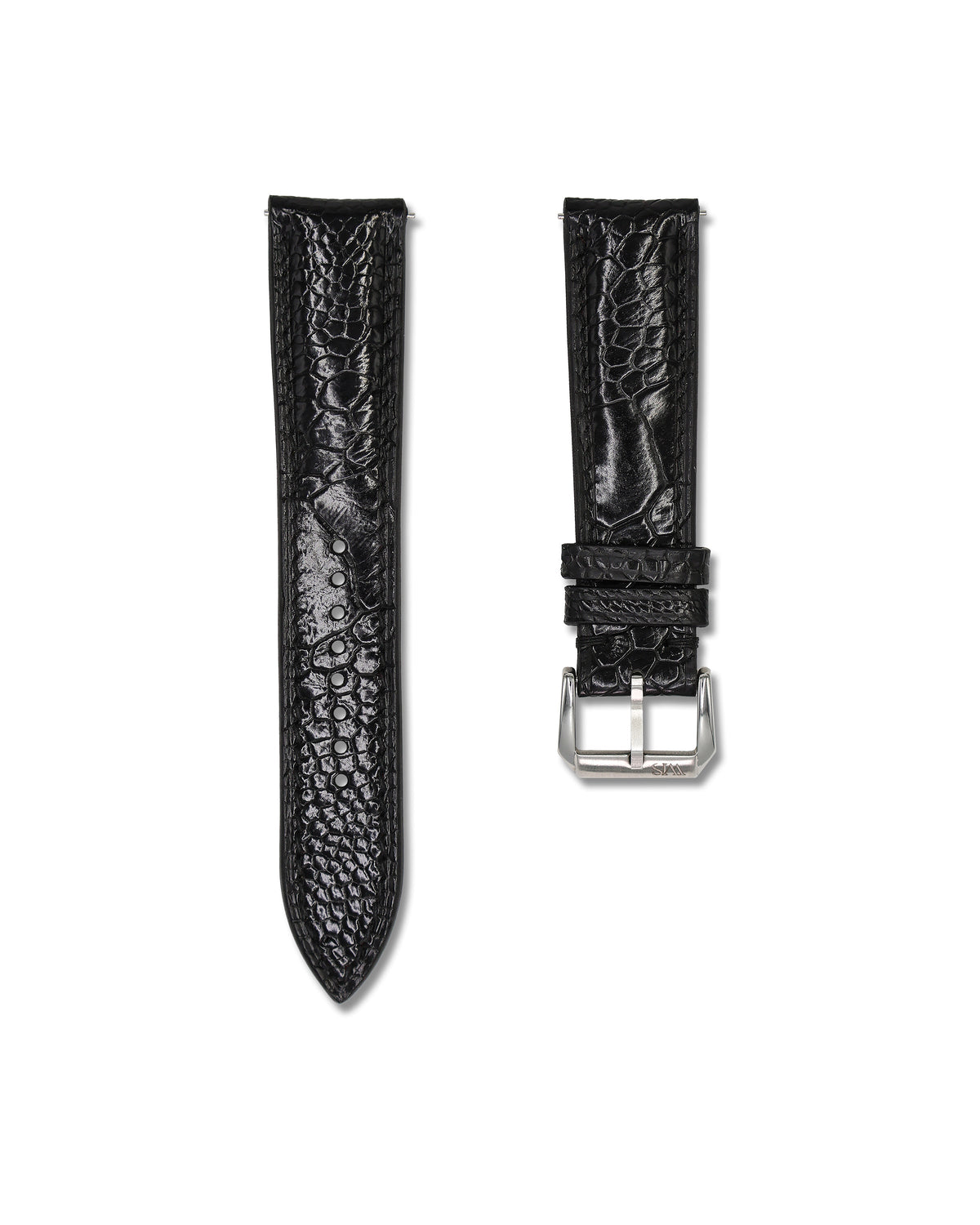 Black Bespoke Ostrich Shin Leather Watch Strap 24mm