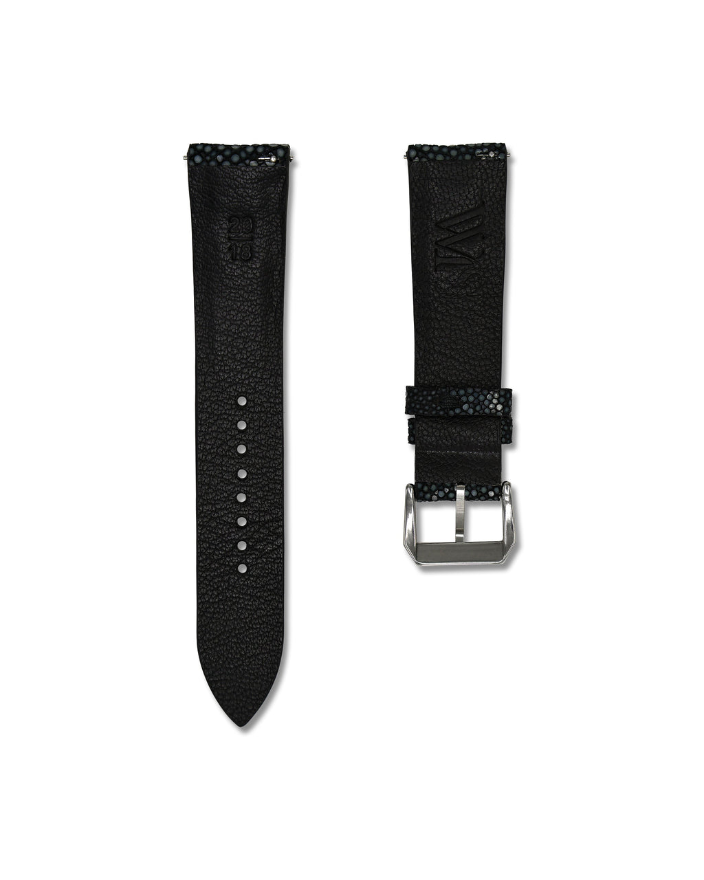 Black Bespoke Stingray Leather Watch Strap 22mm