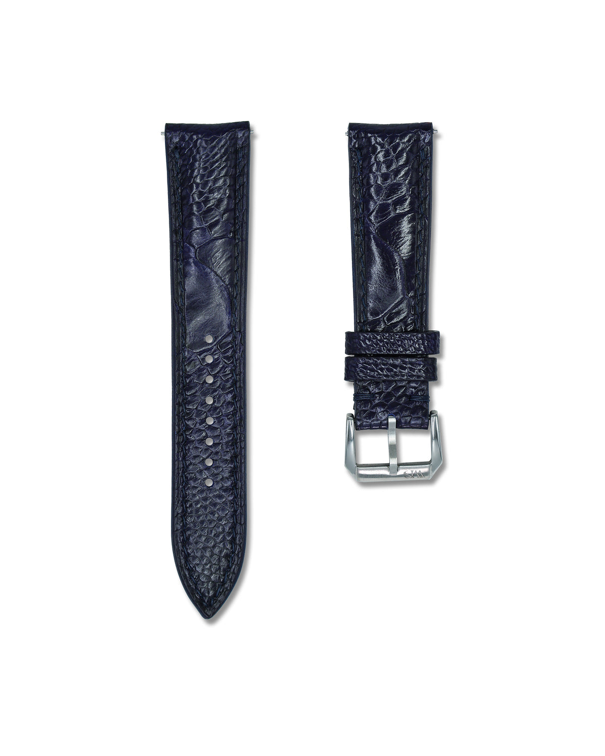 Midnight Blue Bespoke Ostrich Shin Leather Watch Strap 22mm