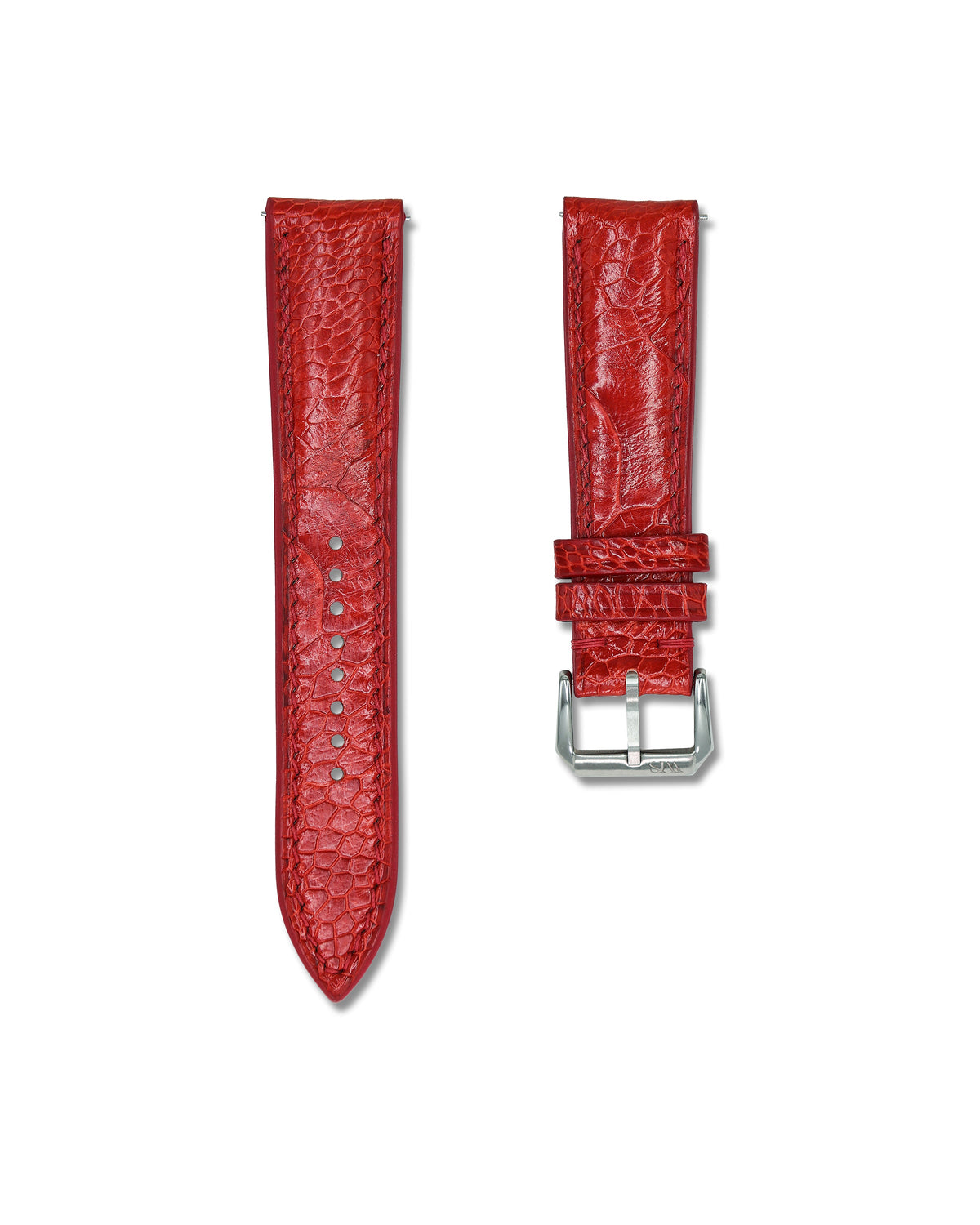 Red Bespoke Ostrich Shin Leather Watch Strap 20mm