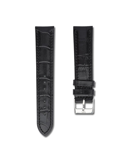 Tuxedo Black Alligator Leather Watch Strap 20mm