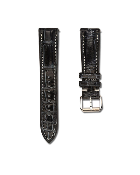 Obsidian Vein Black Alligator Leather Watch Strap 22mm