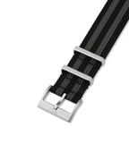 Black & Grey Striped Woven Nylon Strap 21mm