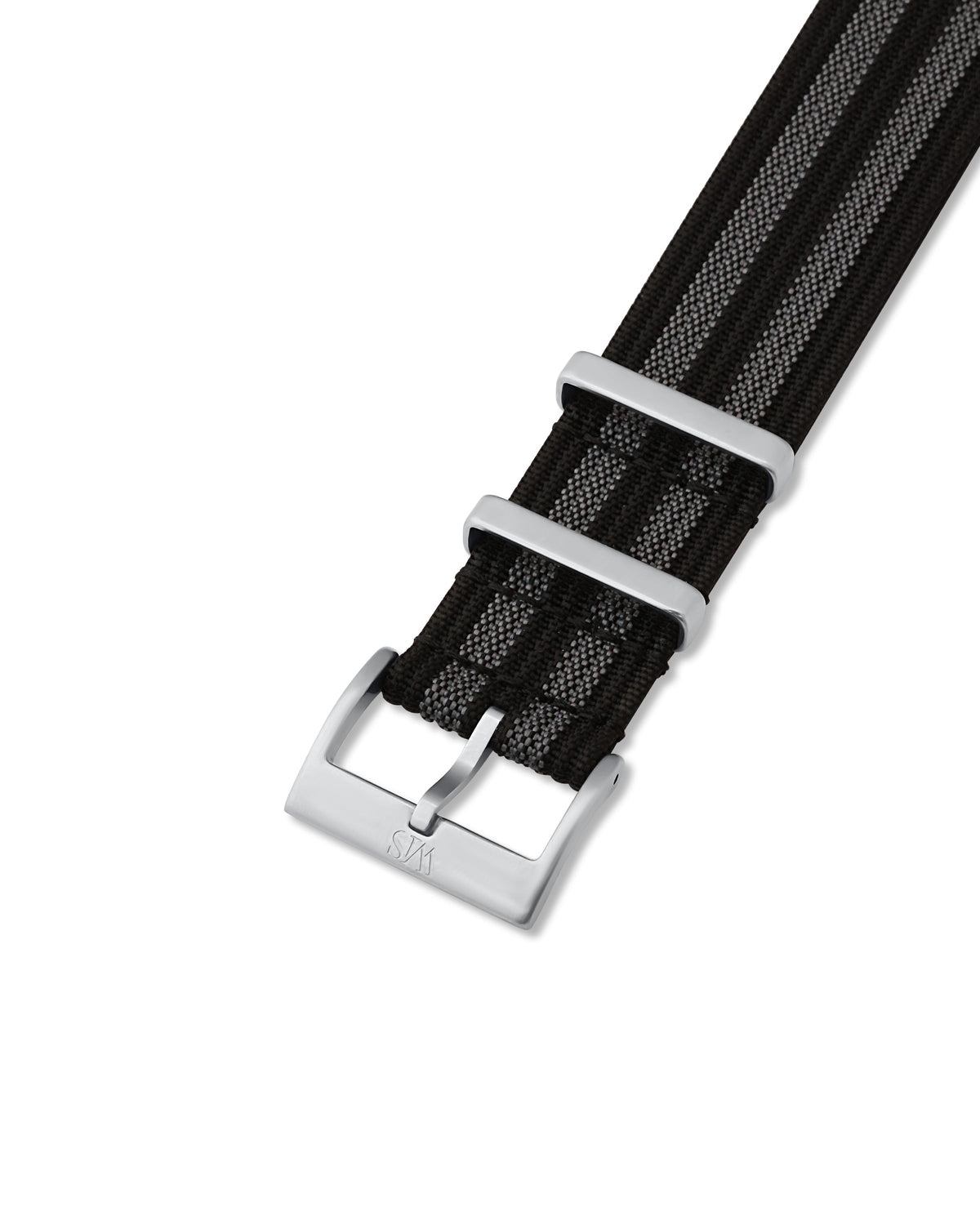 Black & Grey Striped Woven Nylon Strap 18mm