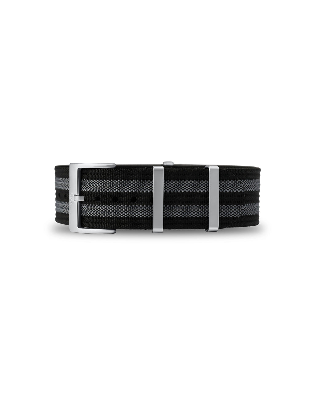 Black & Grey Striped Woven Nylon Strap 22mm