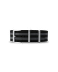 Black & Grey Striped Woven Nylon Strap 22mm