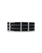 Black & Grey Striped Woven Nylon Strap 22mm