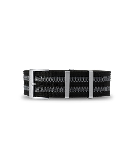 Black & Grey Striped Woven Nylon Strap 22mm