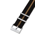 Black with Khaki Stripe Woven Nylon Strap 24mm