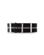 Black with Khaki Stripe Woven Nylon Strap 24mm