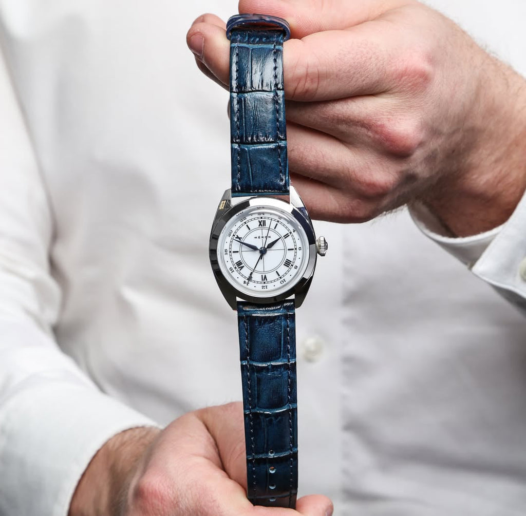 Midnight Blue Alligator Leather Watch Strap 18mm