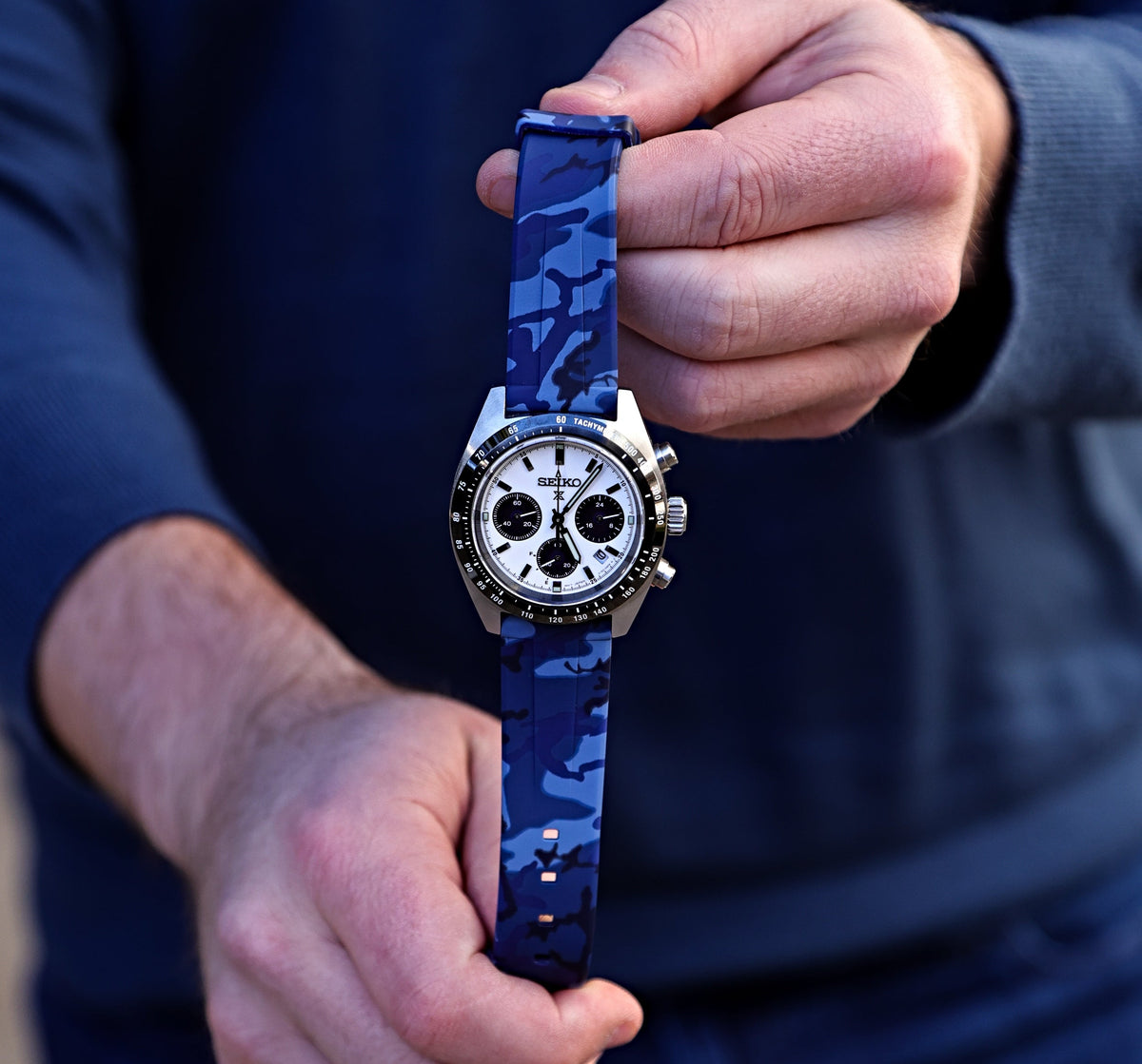 Blue Camo Quick Release Rubber Strap 22mm