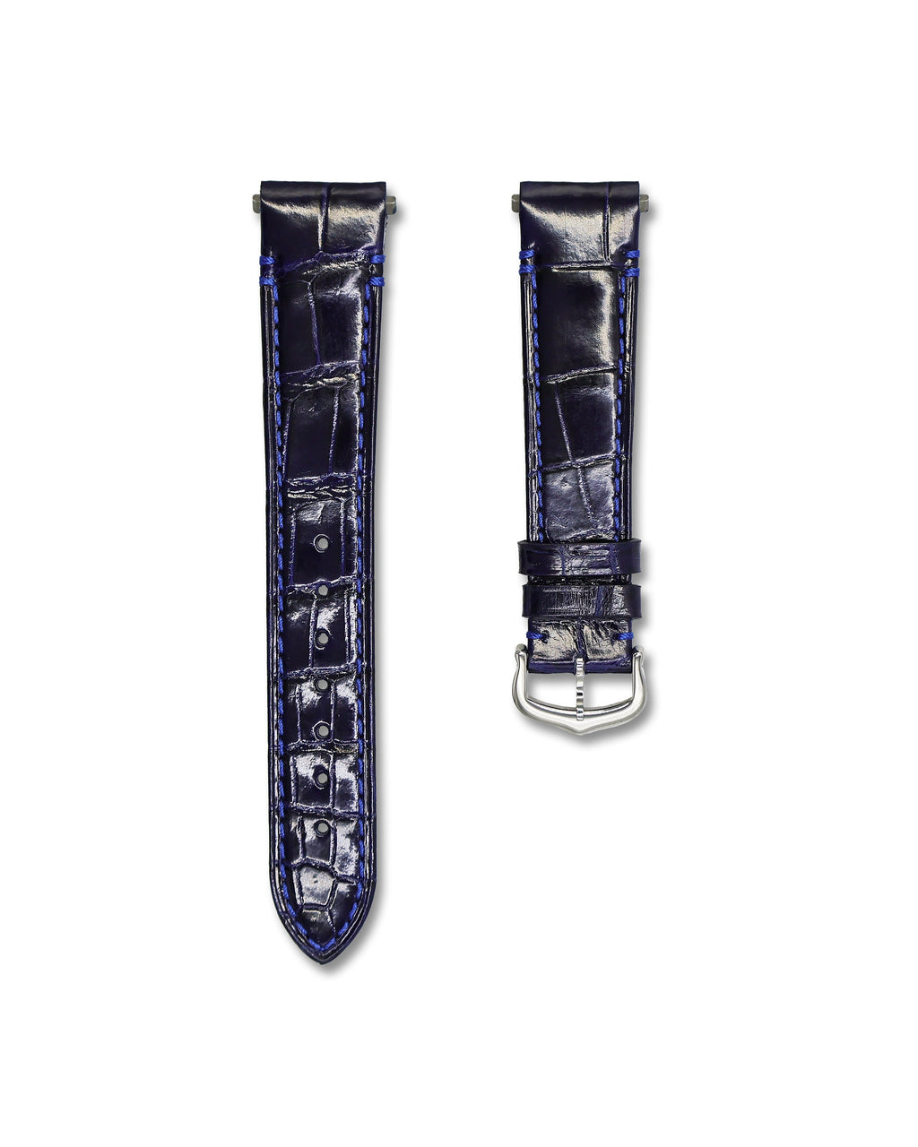 Midnight Blue Crocodile Leather Watch Strap For Cartier Santos