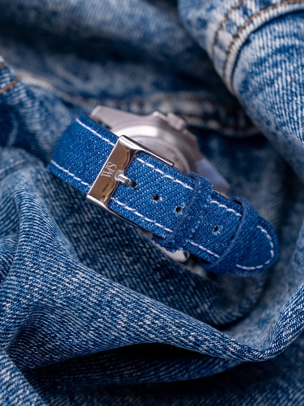 Denim Blue Jean Leather Watch Strap 23mm