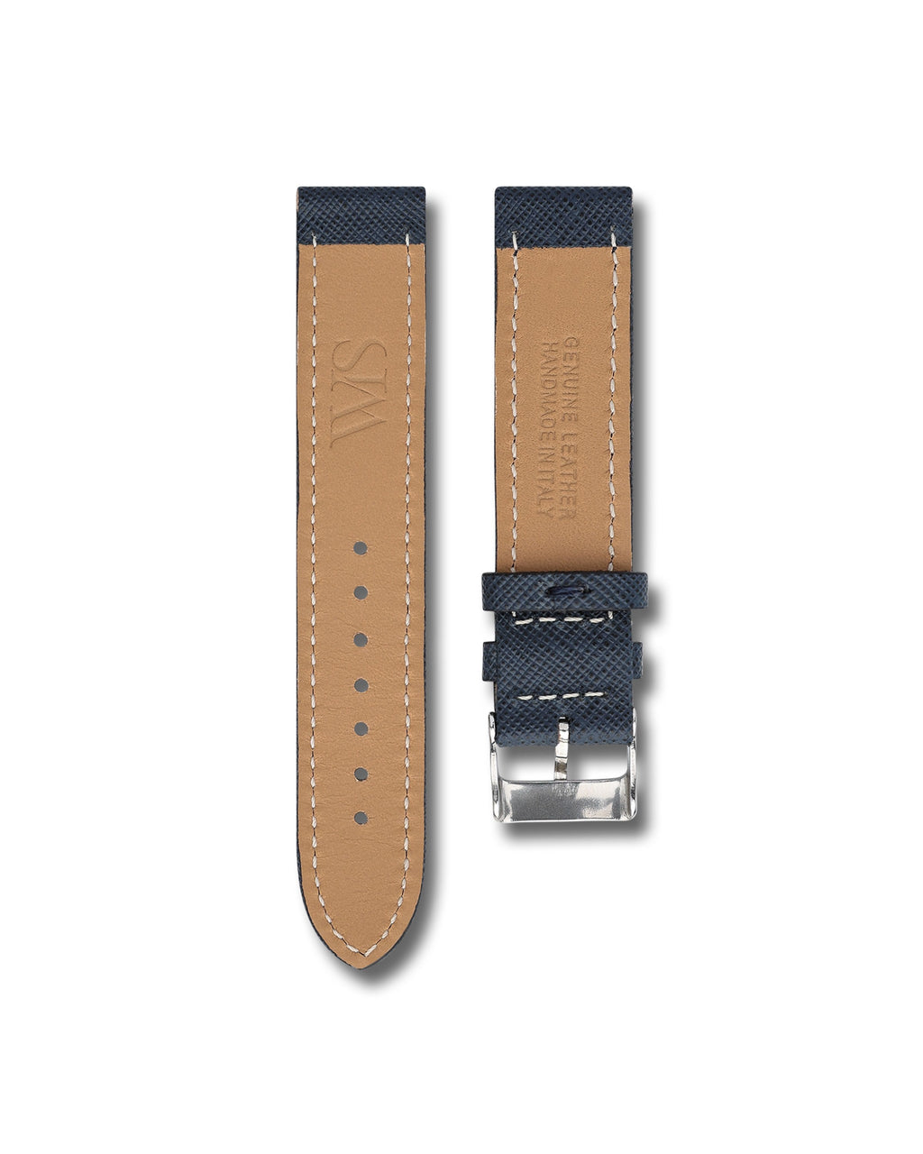 Midnight Blue Saffiano Leather Watch Strap 20mm