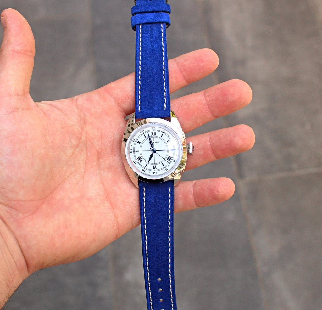 Ocean Blue Suede Leather Watch Strap 18mm