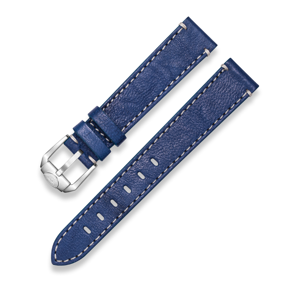 Squale Stitched Leather Blue Strap 18, Squale ref CINLEBL18-16SA, product image 1