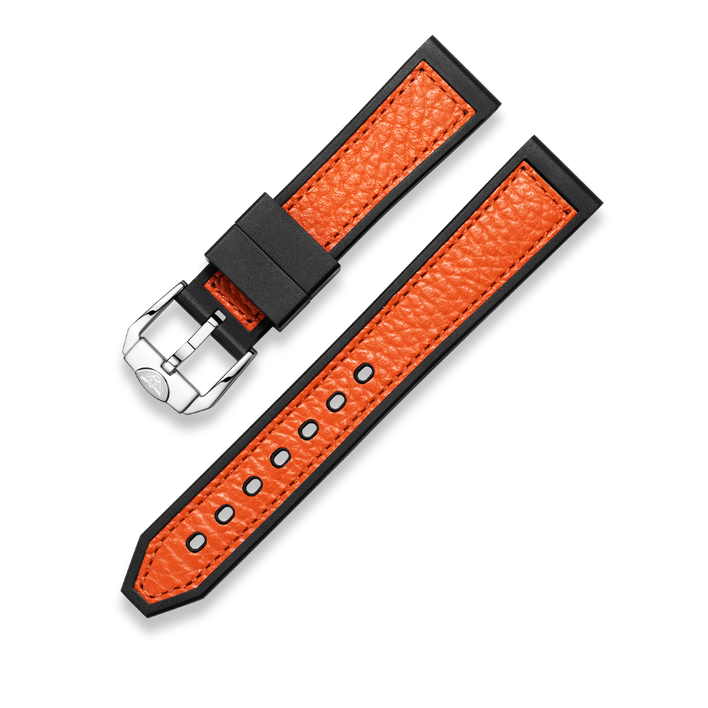 Squale HydroLeather Orange Strap (site slug 19mm; label states 20mm), Squale ref CINRLBOR20, product image 1