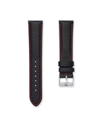 Carbon Fiber Red Stitched Leather Watch Strap 20mm