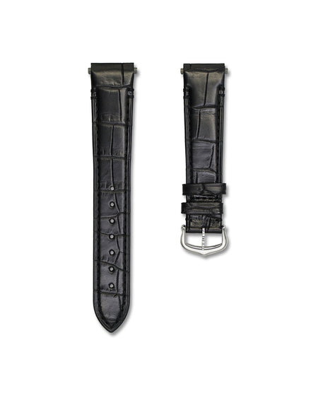 Onyx Black Crocodile Leather Watch Strap For Cartier Santos