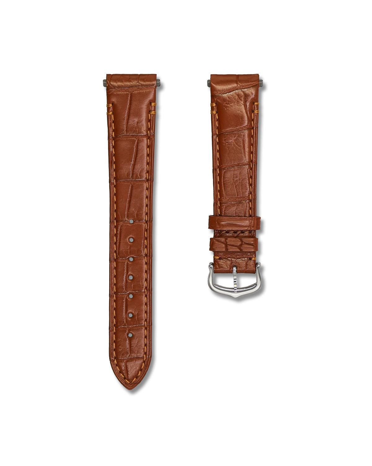 Hazelnut Brown Crocodile Leather Watch Strap For Cartier Santos