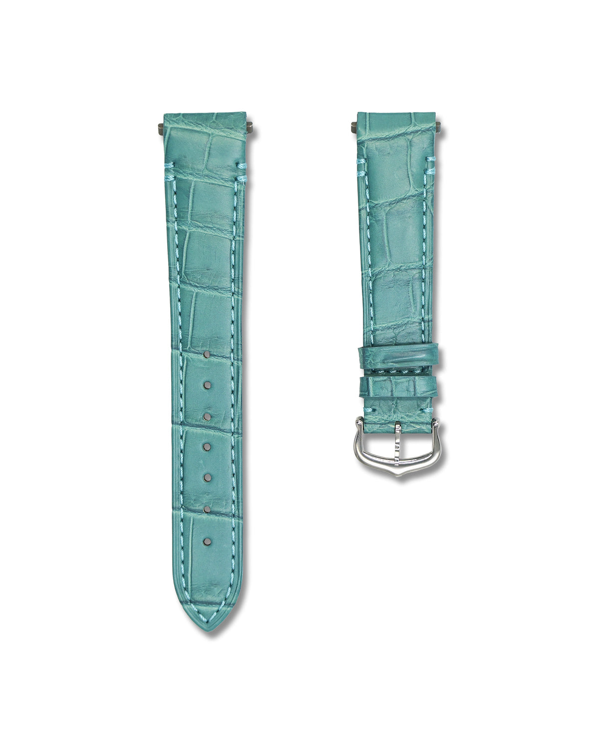 Turquoise Crocodile Leather Watch Strap For Cartier Santos