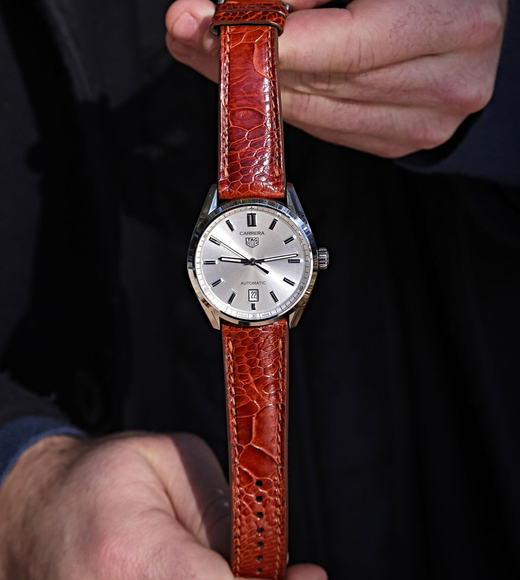 Cognac Brown Bespoke Ostrich Shin Leather Watch Strap 20mm