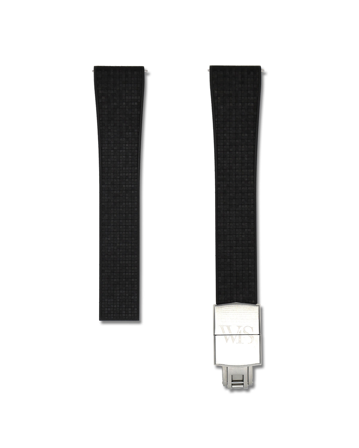 Patterned Black Deployant Clasp Quick Release Rubber Strap 21mm