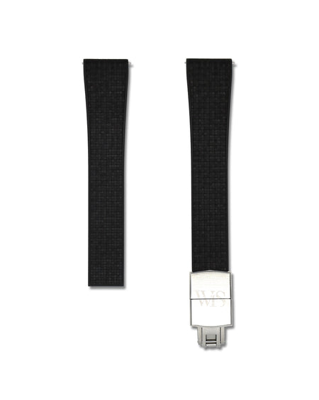Patterned Black Deployant Clasp Quick Release Rubber Strap 21mm