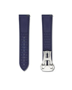 Marine Blue Deployant Clasp Quick Release Rubber Sailcloth Strap 23mm