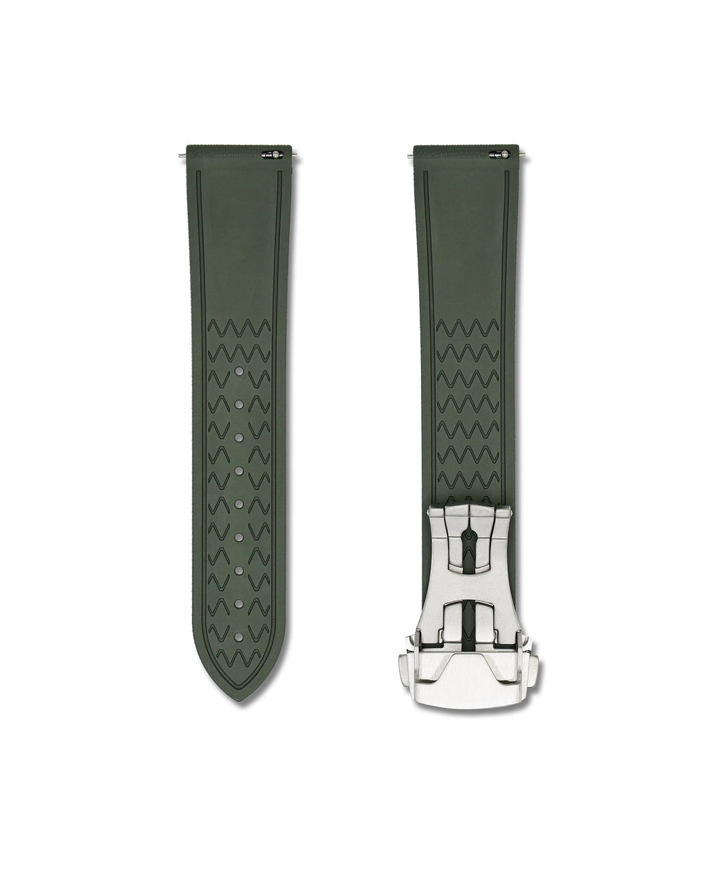 Forest Green Deployant Clasp Quick Release Rubber Sailcloth Strap 22mm
